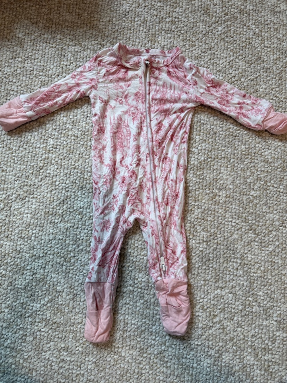 Posh Peanut 0-3 month Toile Print Footed Baby One-Piece